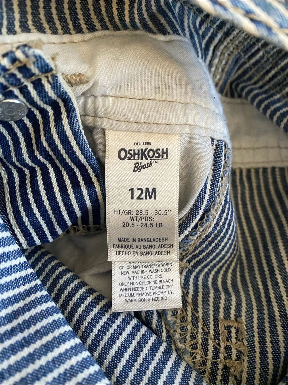 Osh Kosh B’gosh denim striped overalls-12 mos